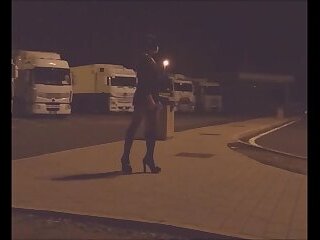 Crossdresser Public Truc Stop Slut Waling