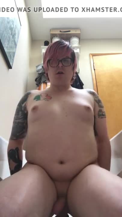 Chubby Trans Riding BBC Dildo