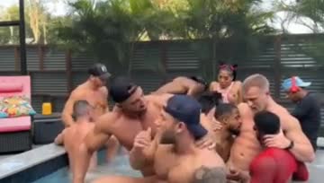 TS & her harem of musle men orgy beach party